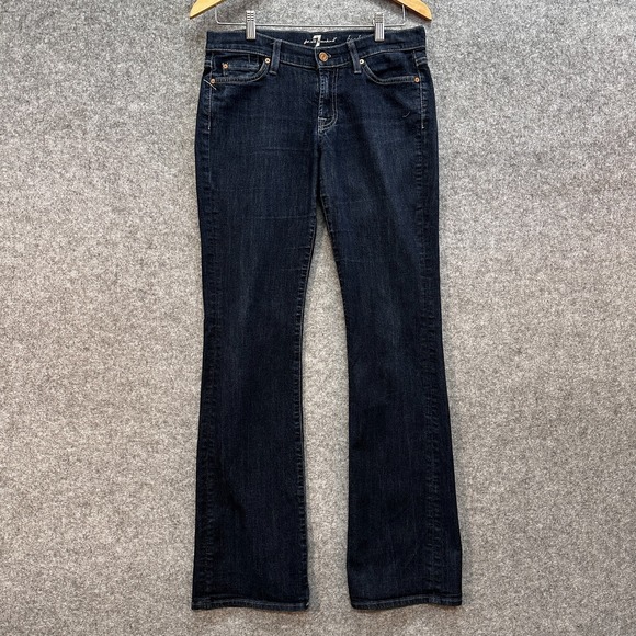 7 For All Mankind Denim - 7 For All Mankind Jeans Womens 28 Blue Denim Low Rise Embroidered Pockets Logo